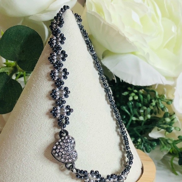 Gun Metal Gray Silver Bracelet minimalist thin Magnetic Heart Clasp NEW - Picture 3 of 6